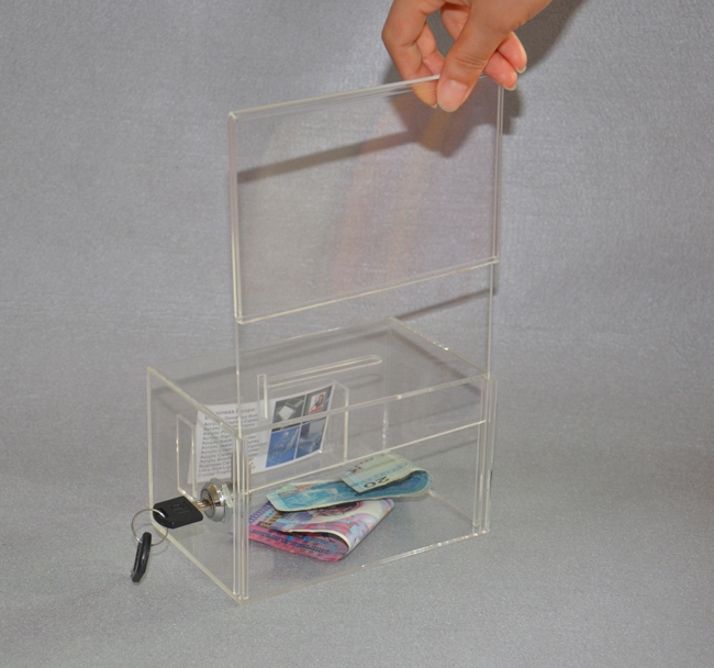 plexiglass coin collection box